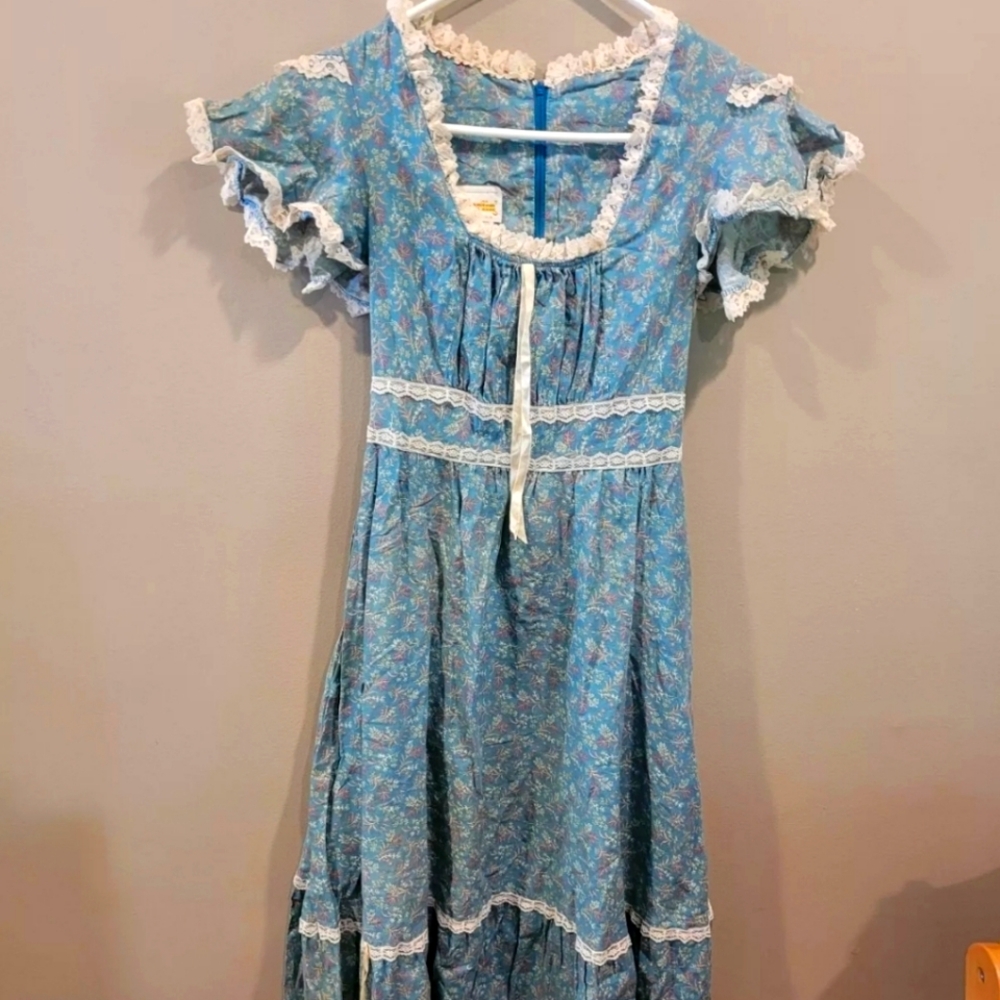 🫱 VTG 70's/80's Bee Darlin  Prairie Midi Dress Sz 7